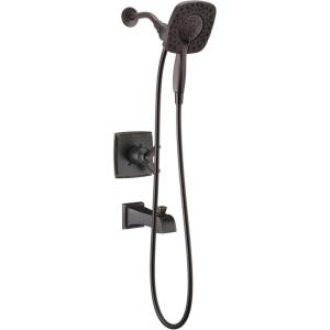 imageDelta Ashlyn 17 Series Brushed Nickel DualFunction Shower Faucet Set with In2ition 2in1 Dual Shower Head with HandHeld Spray Combo Valve Trim Kit Stainless T17464SSI Valve Not IncludedVenetian Bronze