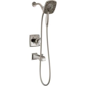 imageDelta Ashlyn 17 Series Brushed Nickel DualFunction Shower Faucet Set with In2ition 2in1 Dual Shower Head with HandHeld Spray Combo Valve Trim Kit Stainless T17464SSI Valve Not IncludedStainless