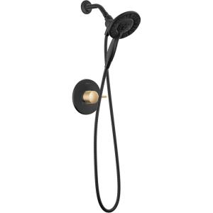 imageDelta Faucet Albion 14 Series SingleHandle Shower Faucet BlackGold Shower Trim Kit with In2ition 2in1 Dual Hand Held Shower Head Matte BlackChampagne Bronze T142855GZI Valve Not IncludedMatte Black  Champagne Bronze