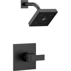 imageDelta Faucet Ara 14 Series SingleFunction Shower Trim Kit with SingleSpray H2Okinetic Shower Head Matte Black T14267BL Valve Not Included