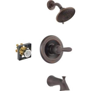 imageDelta Faucet Lahara 14 Series SingleHandle Tub and Shower Trim Kit Shower Faucet with 5Spray TouchClean Shower Head Stainless T14438SS Valve Not IncludedVenetian Bronze