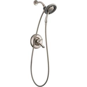 imageDelta Faucet Linden 17 Series DualFunction Shower Faucet Shower Trim Kit with 4Spray In2ition 2in1 Dual Hand Held Shower Head with Hose Stainless T17294SSI Valve Not IncludedStainless