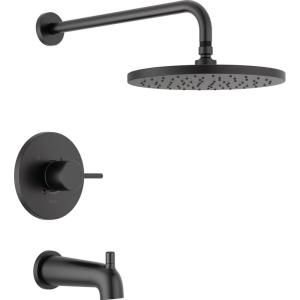 imageDelta Faucet Modern Raincan Round SingleFunction Tub and Shower Trim Kit Gold Tub Faucet Set Rainfall Shower Head Gold Delta Shower Kit Champagne Bronze T14469CZPP Valve Not IncludedMatte Black