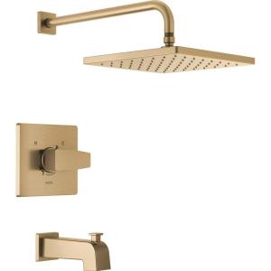 imageDelta Faucet Modern Raincan Square SingleFunction Tub and Shower Trim Kit Black Tub Faucet Set Rainfall Shower Head Black Delta Shower Trim Kit Matte Black T14468BLPP Valve Not IncludedChampagne Bronze