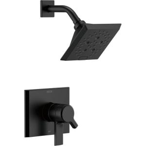 imageDelta Faucet Pivotal 14 Series SingleFunction Shower Faucet Shower Trim Kit 5Spray H2Okinetic Shower Head Matte Black T14299BL Valve Not IncludedMatte Black