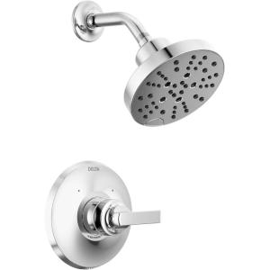 imageDelta Faucet Tetra 14 Series Matte Black Shower Faucet Set with H2Okinetic Shower Head Shower Trim Kit Black Shower Faucet Matte Black T14289BL Valve Not IncludedChrome