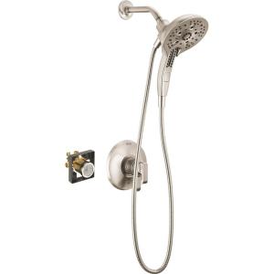 imageDelta Faucet Tetra 14 Series Matte Black Shower Faucet Set with H2Okinetic Shower Head Shower Trim Kit Black Shower Faucet Matte Black T14289BL Valve Not IncludedBrushed Nickel