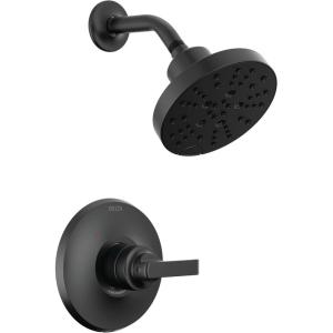 imageDelta Faucet Tetra 14 Series Matte Black Shower Faucet Set with H2Okinetic Shower Head Shower Trim Kit Black Shower Faucet Matte Black T14289BL Valve Not IncludedMatte Black