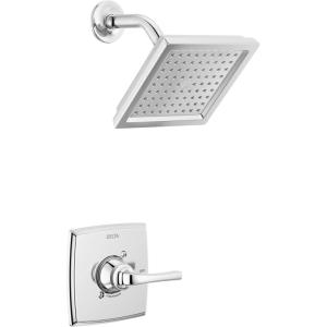 imageDelta Geist 14 Series Shower Faucet Set Matte Black Shower Head and Handle Set Valve Trim Kit Matte Black 142864BL Valve IncludedChrome