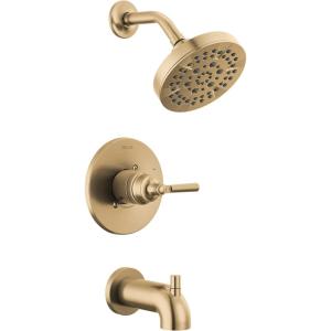 imageDelta Saylor 14 Series Bathtub and Shower Faucet Set Matte Black Shower Head and Handle Set Valve Trim Kit Matte Black T14435BL Valve Not IncludedChampagne Bronze