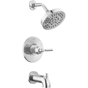 imageDelta Saylor 14 Series Bathtub and Shower Faucet Set Matte Black Shower Head and Handle Set Valve Trim Kit Matte Black T14435BL Valve Not IncludedChrome