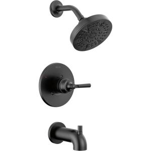 imageDelta Saylor 14 Series Bathtub and Shower Faucet Set Matte Black Shower Head and Handle Set Valve Trim Kit Matte Black T14435BL Valve Not IncludedMatte Black