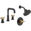 imageDelta Faucet Nicoli 14 Series SingleHandle Shower Faucet with 5Setting H2Okinetic Shower Head Nicoli Widespread Bathroom Sink Faucet 3Hole Matte BlackChampagne Bronze Shower Valve Included