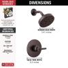 imageDelta Trinsic Oil Rubbed Bronze 14 Series SingleFunction Shower Trim Kit with H2Okinetic Shower Head 3 Hole Widespread Bathroom Sink Faucet Valve Not IncludedVenetian Bronze