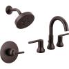 imageDelta Trinsic Oil Rubbed Bronze 14 Series SingleFunction Shower Trim Kit with H2Okinetic Shower Head 3 Hole Widespread Bathroom Sink Faucet Valve Not IncludedVenetian Bronze
