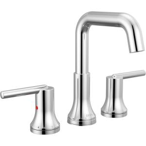 imageDelta Trinsic USpout Widespread Bathroom Faucet Polished Nickel 3Hole Bathroom Sink Faucet Metal PushPop Drain Assembly Polished Nickel 3554PNMPUDSTChrome