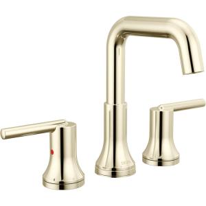 imageDelta Trinsic USpout Widespread Bathroom Faucet Polished Nickel 3Hole Bathroom Sink Faucet Metal PushPop Drain Assembly Polished Nickel 3554PNMPUDSTPolished Nickel