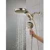 imageDelta 5Setting HydroRain 2in1 Dual Shower Head Polished Nickel High Pressure Shower Head with Handheld Spray 25 GPM Flow Rate Lumicoat Polished Nickel 58680PNPR25Polished Nickel