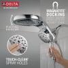 imageDelta 5Setting HydroRain 2in1 Dual Shower Head Polished Nickel High Pressure Shower Head with Handheld Spray 25 GPM Flow Rate Lumicoat Polished Nickel 58680PNPR25Chrome