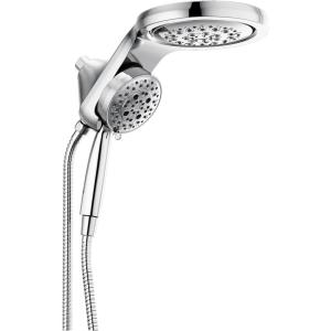 imageDelta 5Setting HydroRain 2in1 Dual Shower Head Polished Nickel High Pressure Shower Head with Handheld Spray 25 GPM Flow Rate Lumicoat Polished Nickel 58680PNPR25Lumicoat Chrome