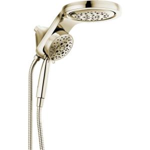 imageDelta 5Setting HydroRain 2in1 Dual Shower Head Polished Nickel High Pressure Shower Head with Handheld Spray 25 GPM Flow Rate Lumicoat Polished Nickel 58680PNPR25Polished Nickel