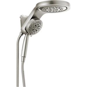 imageDelta 5Setting HydroRain 2in1 Dual Shower Head Polished Nickel High Pressure Shower Head with Handheld Spray 25 GPM Flow Rate Lumicoat Polished Nickel 58680PNPR25Stainless