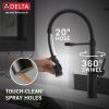 imageDelta Antoni Pro Style Commercial Kitchen Faucet with Pull Down Sprayer Single Hole Brushed Gold Kitchen Sink Faucet Single Handle Champagne Bronze 18803CZDSTMatte Black