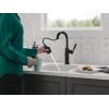 imageDelta Renaldi Matte Black Bar Faucet with Pull Down Sprayer Modern Single Hole Prep Sink Faucet Single Handle Matte Black 9984BLDST