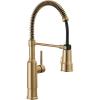 imageDelta Theodora Pro Style Commercial Kitchen Faucet with Pull Down Sprayer Single Hole Brushed Gold Kitchen Sink Faucet Single Handle Champagne Bronze 18804ZCZDSTChampagne Bronze