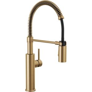 imageDelta Antoni Pro Style Commercial Kitchen Faucet with Pull Down Sprayer Single Hole Brushed Gold Kitchen Sink Faucet Single Handle Champagne Bronze 18803CZDSTChampagne Bronze
