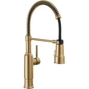 imageDelta Theodora Pro Style Commercial Kitchen Faucet with Pull Down Sprayer Single Hole Brushed Gold Kitchen Sink Faucet Single Handle Champagne Bronze 18804ZCZDSTChampagne Bronze