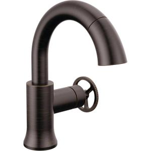 imageDelta Trinsic 1Hole PullDown Bathroom Faucet with Wheel Handle Polished Nickel High Arc Single Hole Bathroom Sink Faucet with Sprayer Metal PushPop Drain Assembly Polished Nickel 558HARPNPDDSTVenetian Bronze