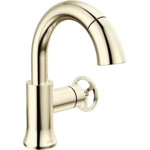 imageDelta Trinsic 1Hole PullDown Bathroom Faucet with Wheel Handle Polished Nickel High Arc Single Hole Bathroom Sink Faucet with Sprayer Metal PushPop Drain Assembly Polished Nickel 558HARPNPDDSTPolished Nickel