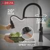imageDelta Ermelo Pro Style Commercial Kitchen Faucet with Pull Down Sprayer Single Hole Brushed Gold Kitchen Sink Faucet Single Handle Champagne Bronze 18887CZDSTMatte Black