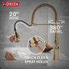 imageDelta Ermelo Pro Style Commercial Kitchen Faucet with Pull Down Sprayer Single Hole Brushed Gold Kitchen Sink Faucet Single Handle Champagne Bronze 18887CZDSTChampagne Bronze