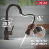 imageDelta Hazelwood Matte Black Kitchen Faucet with Pull Down Sprayer and Soap Dispenser Modern Single Hole Kitchen Sink Faucet Single Handle Matte Black 19831ZBLSDDSTVenetian Bronze
