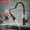 imageDelta Hazelwood Matte Black Kitchen Faucet with Pull Down Sprayer and Soap Dispenser Modern Single Hole Kitchen Sink Faucet Single Handle Matte Black 19831ZBLSDDSTMatte Black