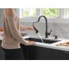 imageDelta Hazelwood Matte Black Kitchen Faucet with Pull Down Sprayer and Soap Dispenser Modern Single Hole Kitchen Sink Faucet Single Handle Matte Black 19831ZBLSDDSTMatte Black