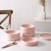 imageStone lain Stella Pasta Bowl 6Piece Set Round Porcelain Lime GreenBlush