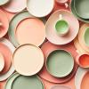 imageStone lain Stella Pasta Bowl 6Piece Set Round Porcelain Lime GreenBlush