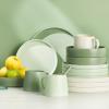 imageStone lain Stella Pasta Bowl 6Piece Set Round Porcelain Lime GreenCream