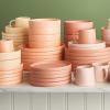 imageStone lain Stella Pasta Bowl 6Piece Set Round Porcelain Lime GreenPastel Orange