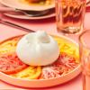imageStone lain Stella Pasta Bowl 6Piece Set Round Porcelain Lime GreenPastel Orange