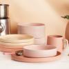 imageStone lain Stella Pasta Bowl 6Piece Set Round Porcelain Lime GreenPastel Orange