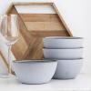 imageStone Lain Stoneware Dish Set 4 Mugs Albie  Speckled WhiteTina  Blue and Gray