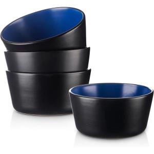 imageStone Lain Stoneware Dish Set 4 Mugs Albie  Speckled WhiteAlbie  Blue and Black