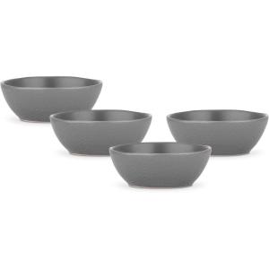 imageStone lain Weave Stoneware Dish Set 4 Bowls Abigael  GrayAbigael  Gray