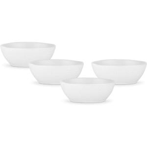 imageStone lain Weave Stoneware Dish Set 4 Bowls Abigael  GrayAbigael  White