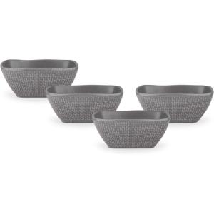 imageStone lain Weave Stoneware Dish Set 4 Bowls Abigael  GrayOlivia  Gray