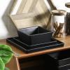 imageStone Lain 24 Pieces Stoneware Square Dinnerware Set Black MatteBlack